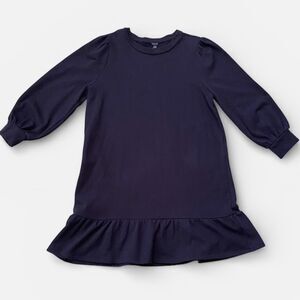 Ann Taylor XL Dress Black Fleece Long Bishop Sleeve MIDI Women Swing Ruffle Tier